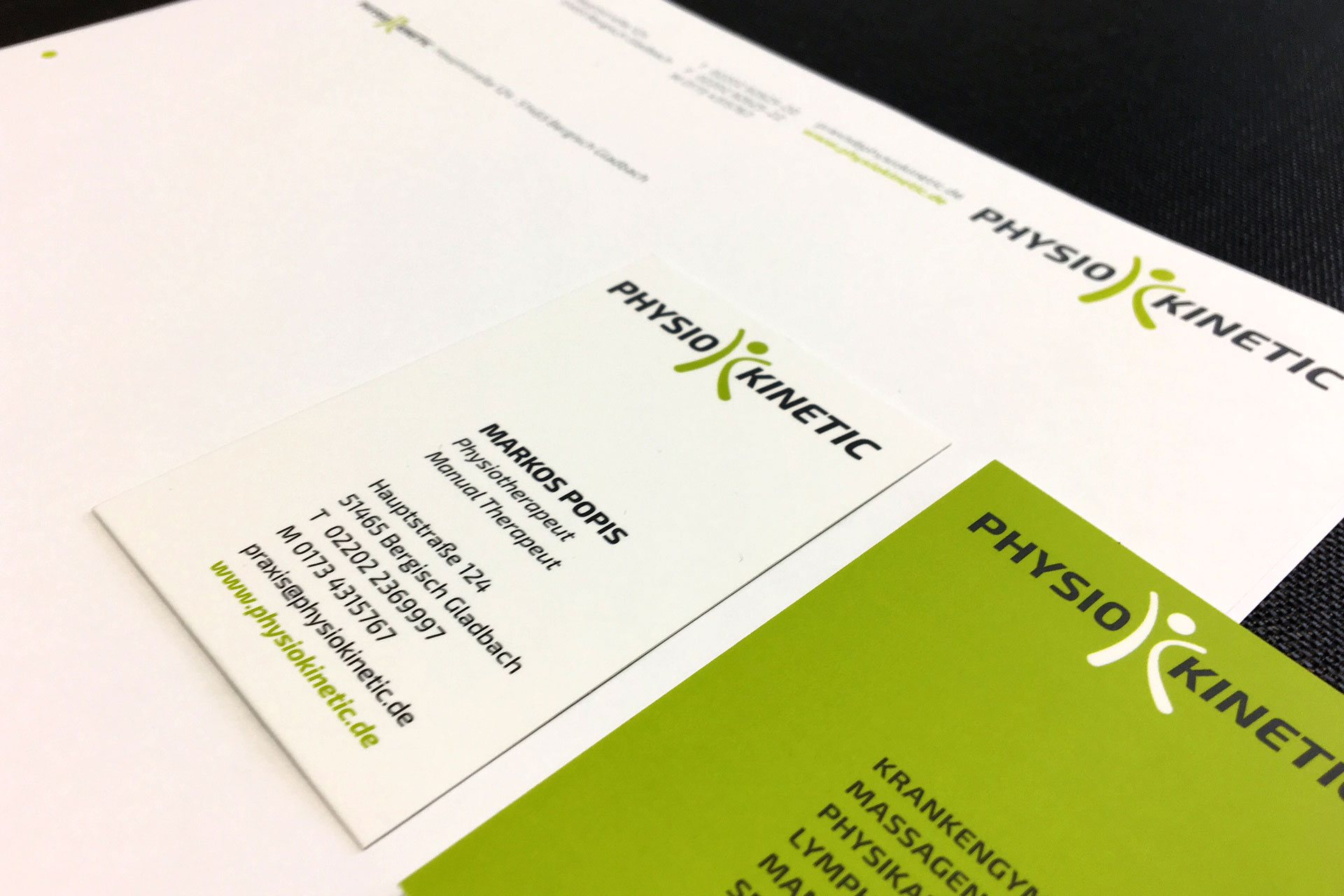 Printdesign: Logoentwicklung & Geschäftsausstattung - Physiokinetic.de | Praxis für Physiotherapie